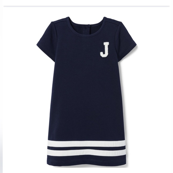 JANIE & JACK -EUC sz 5- “J” navy collegiate dress with double stripe hem - Picture 6 of 7